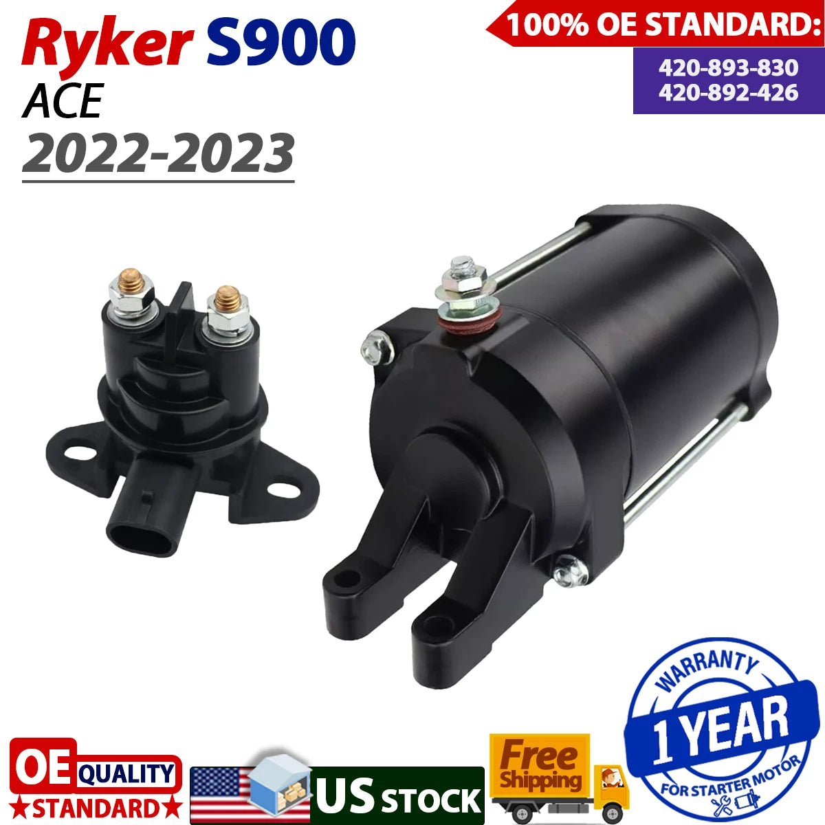 Starter with Relay for Can-Am Ryker S 900 ACE (2022–2023)