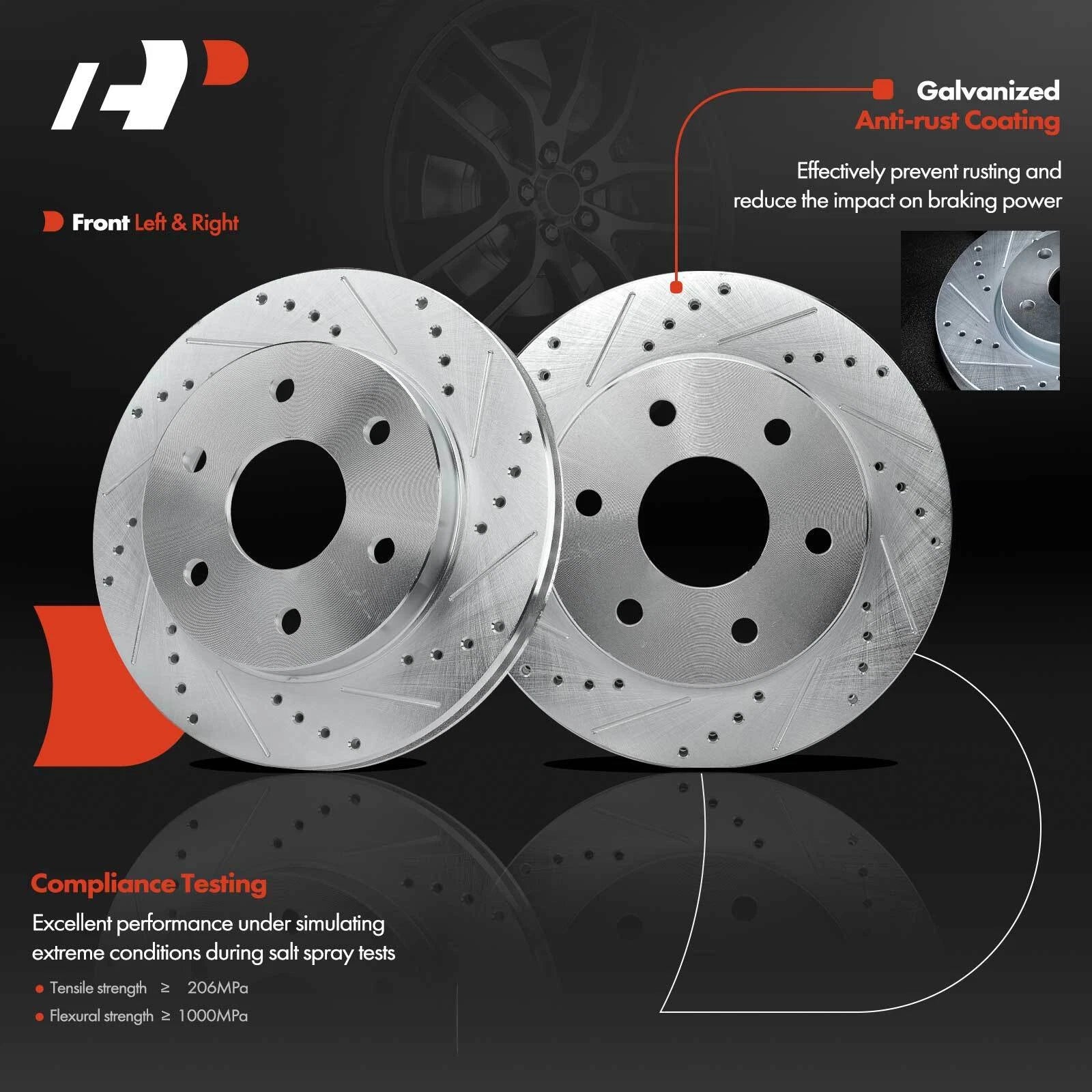 Set of 8 Front Drilled Brake Rotors and Pads for Chevy Silverado GMC