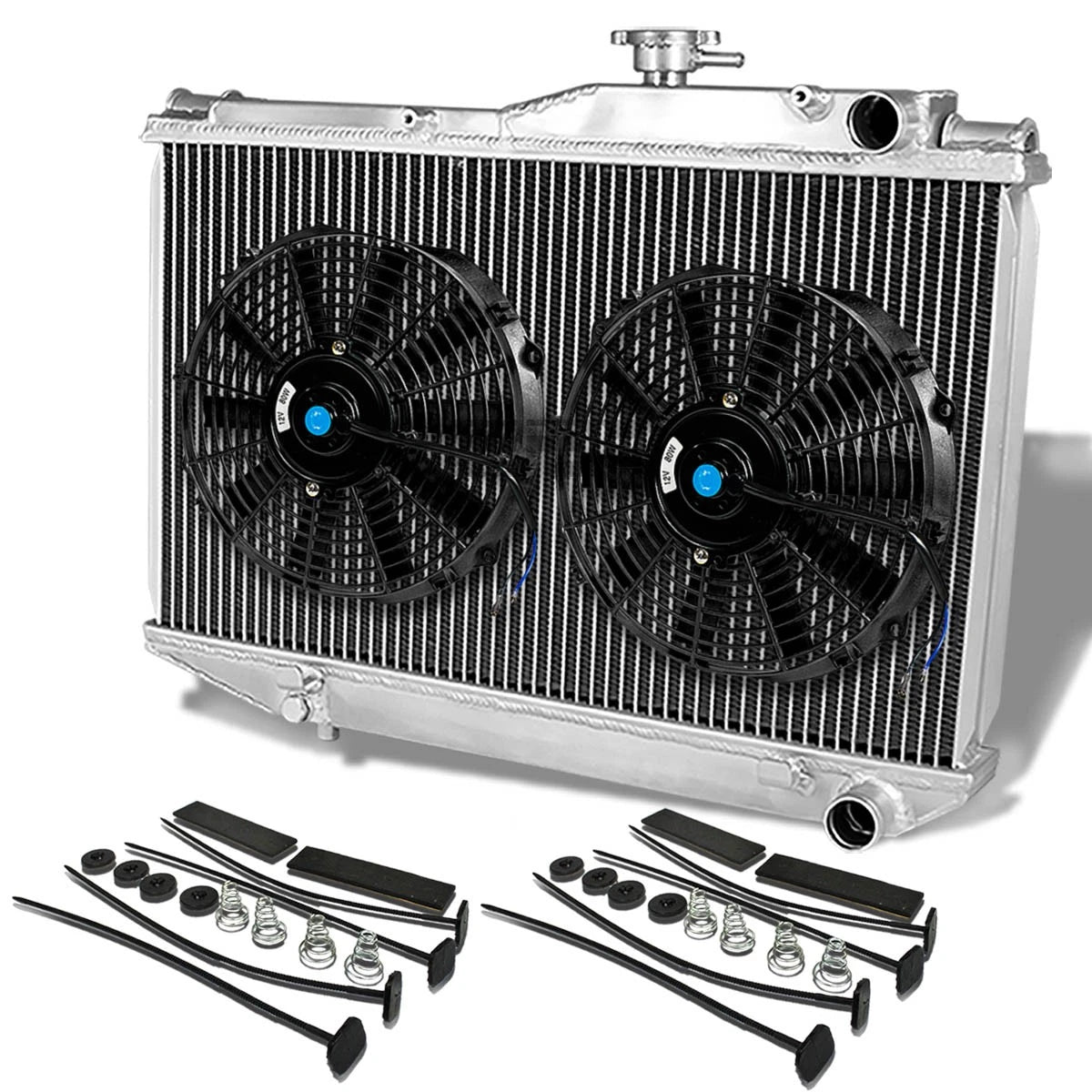 Dual Row Aluminum Radiator + 10" Black Fan for Corolla AE86 SR5 GT-S (1984–1987)