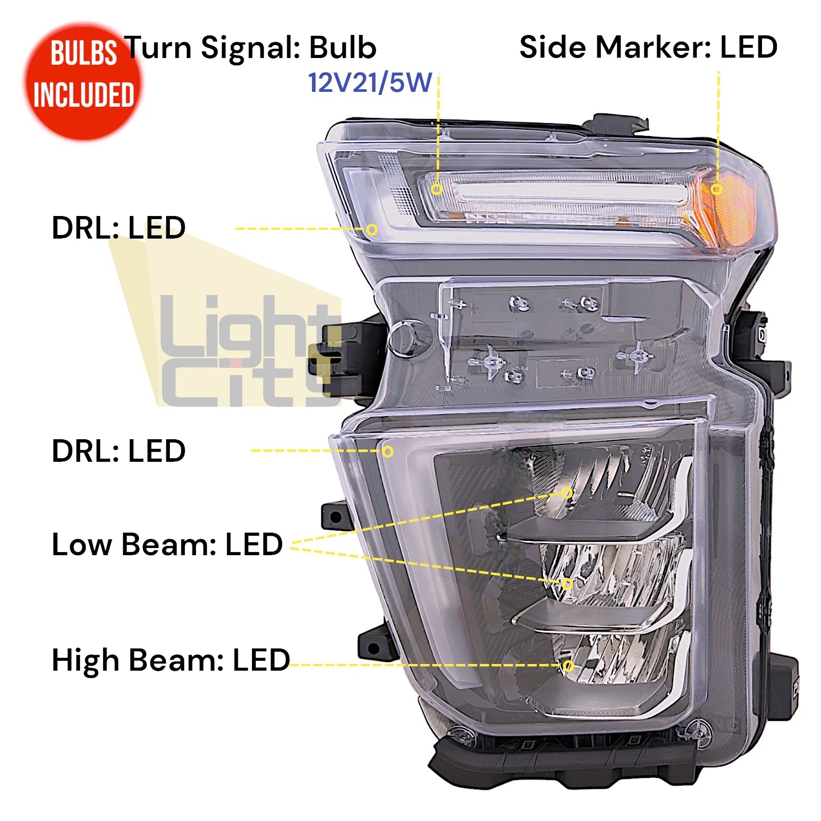 Driver Side LED Headlight Assembly for Chevy Silverado 2500HD 3500HD (2020–2023)