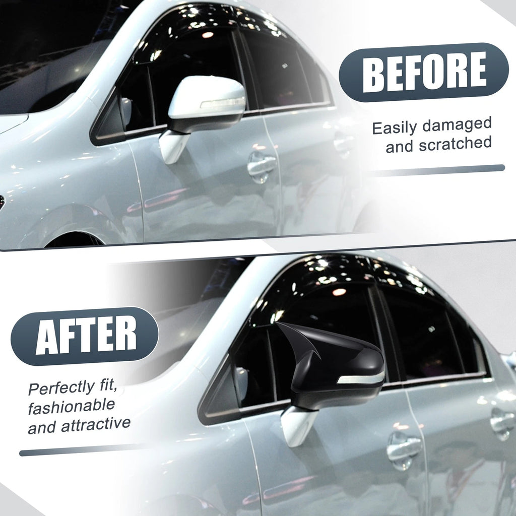 Pair Rearview Mirror Cover Overlay Gloss Black for Honda Civic (2012–2015)
