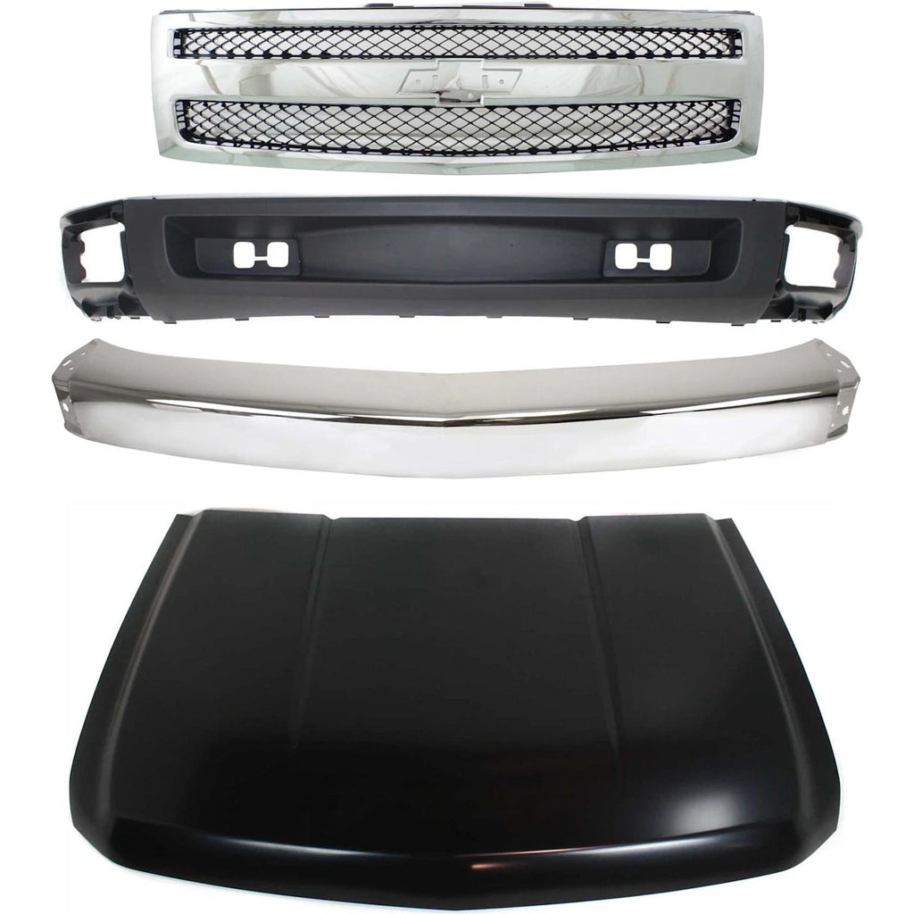 Front Bumper Kit for Chevrolet Silverado 1500 (2007–2008) with Grille Hood
