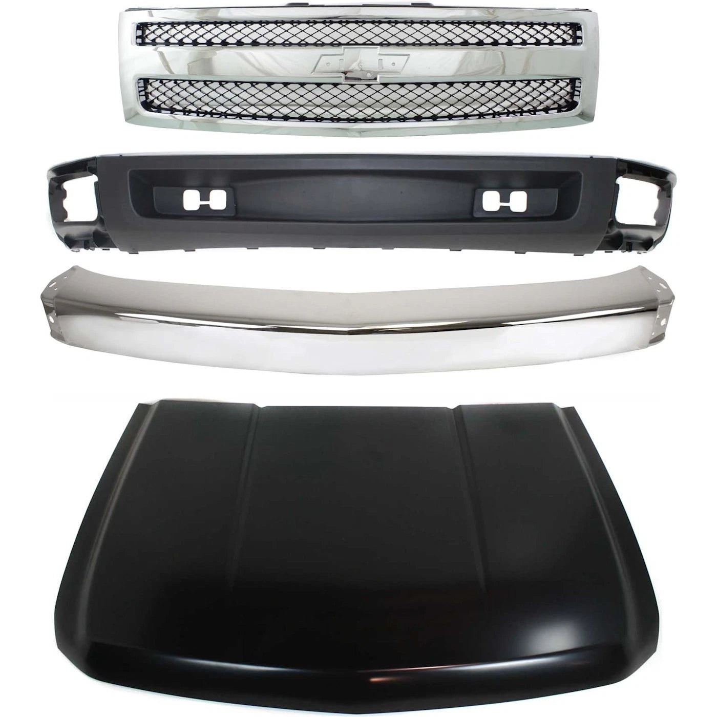 Front Bumper Kit for Chevrolet Silverado 1500 (2007–2008) with Grille Hood