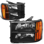 Black Amber Corner Headlight, Bumper & Smoked LED Fog Light Kit for GMC Sierra (2007–2014)