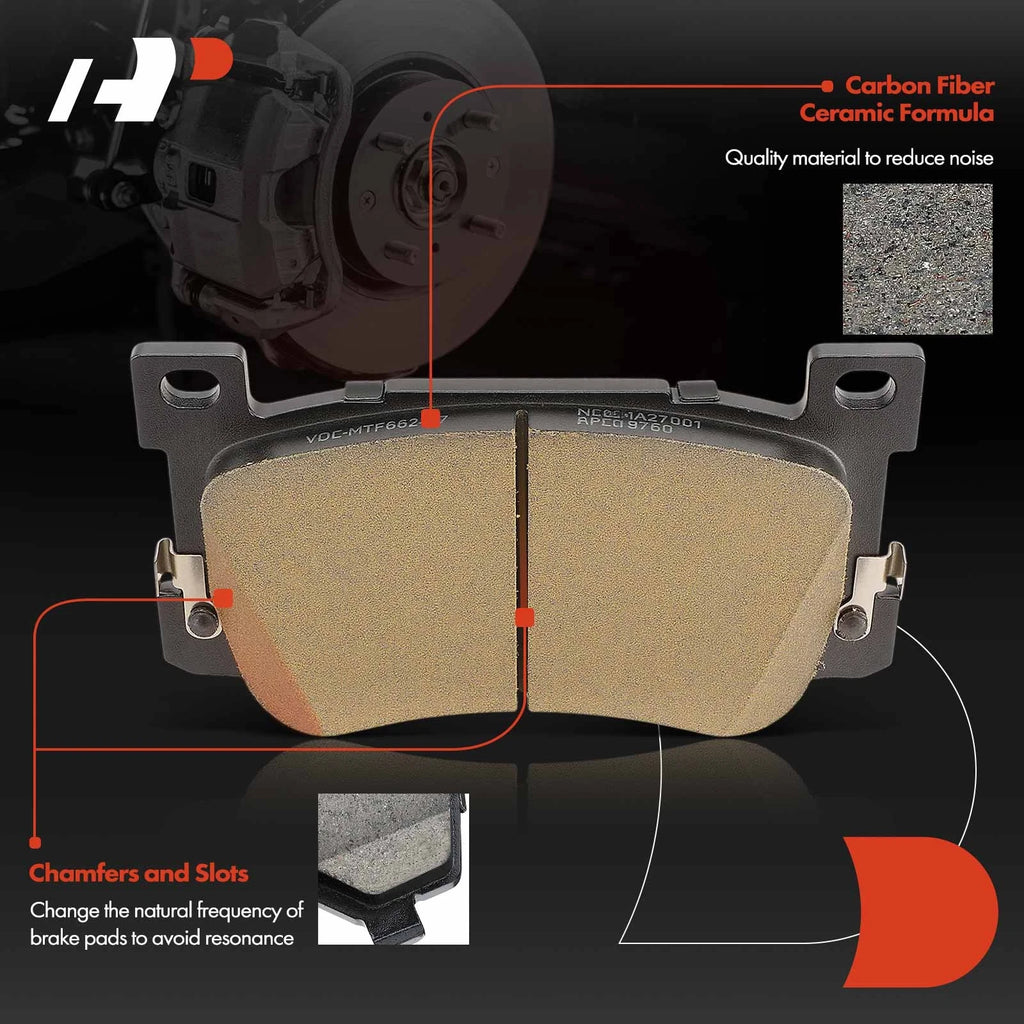 Set of 4 Front Side Ceramic Brake Pads with Hardware for Genesis G90 (2017–2020)