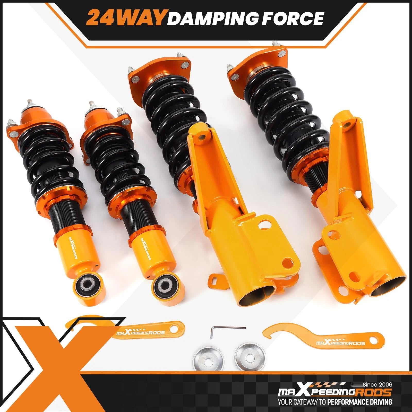 Set of 4 Coilovers 24 Way Adjustable Damping for Acura RSX (2002–2006)