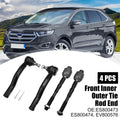 Set of 4 Front Inner Outer Tie Rod End Link Kit EV800576 for Lincoln MKX (2007–2015)