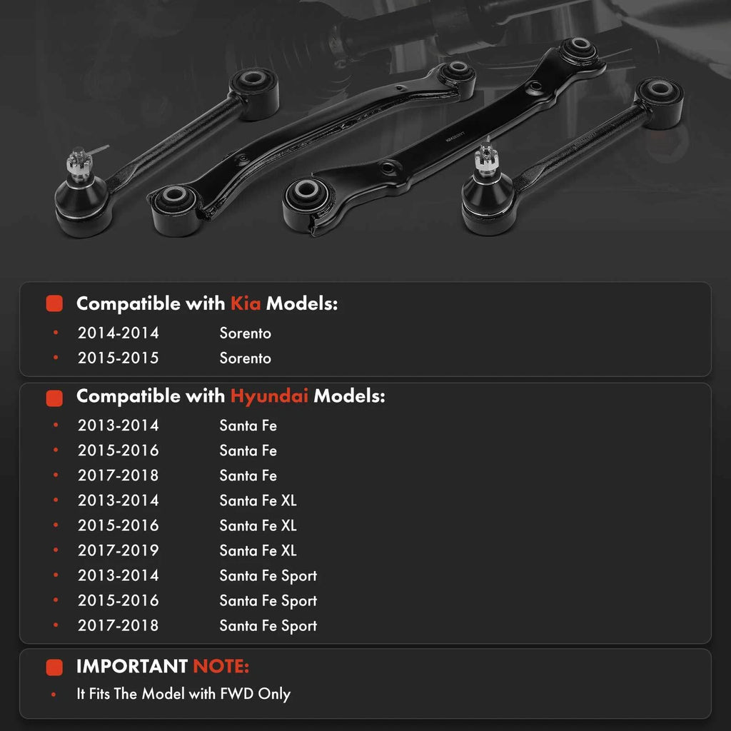 Set of 4 Control Arms & Track Bars for Hyundai Santa Fe (2013–2018)