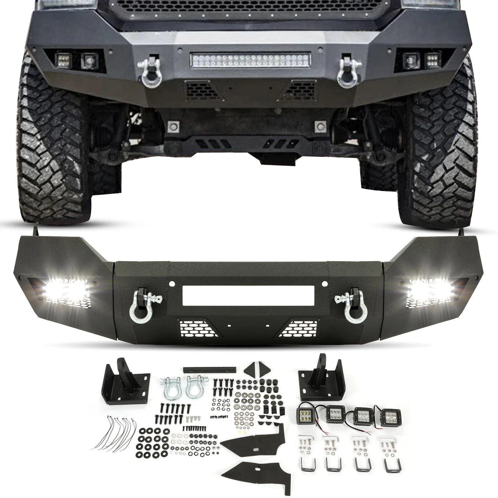 Front/Rear Bumper with LED Lights for Dodge Ram 1500 (2013-2022)