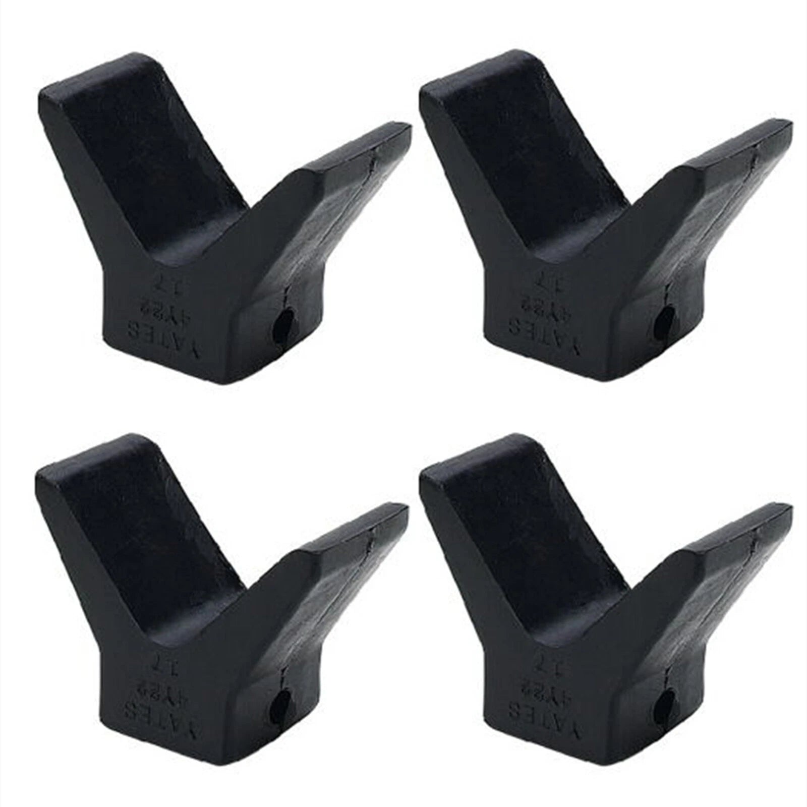 Set of 4 Black Molded Rubber V Bow Stops for Boat Trailer (Universal)