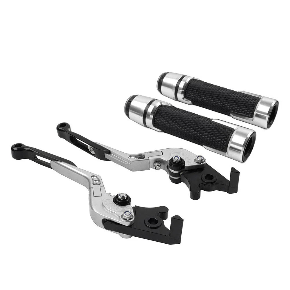 Silver Extendable Brake Clutch Levers & Handlebar Grips for BMW C650GT (2012-2018)