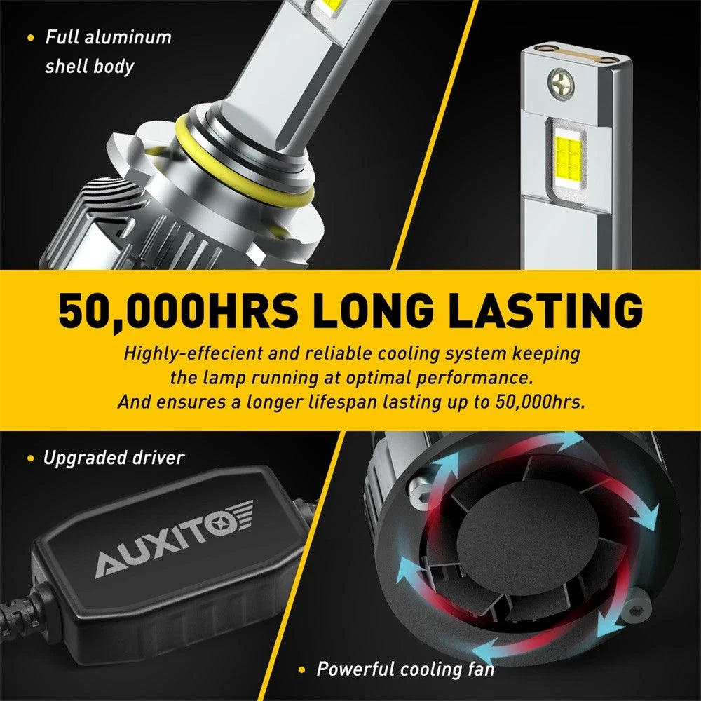 2X 9006 LED Headlight Bulbs for High/Low Beam (6500K)