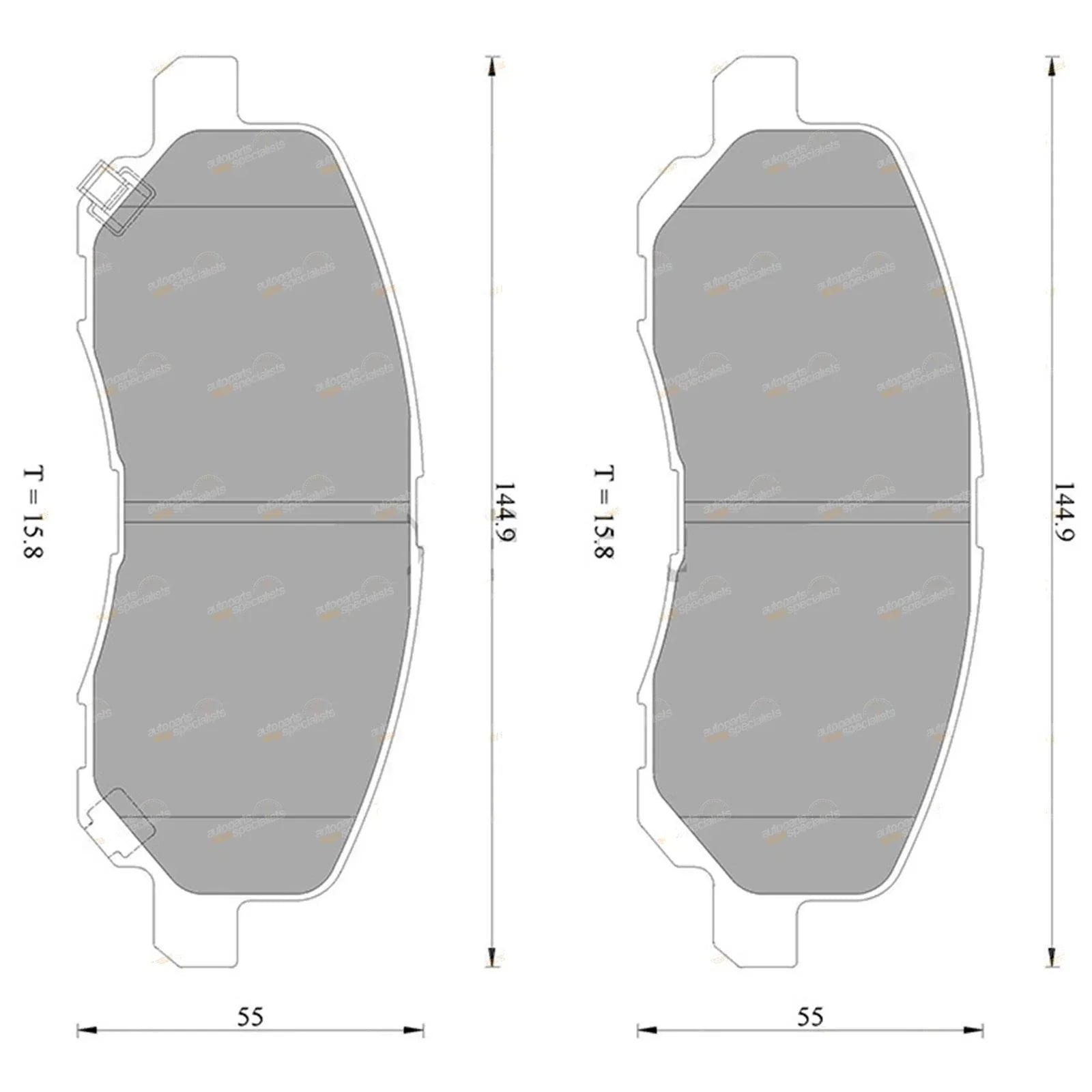 2.0L 4cyl Front Disc Brake Pad Set for Dodge Caliber (2006 - 2014)