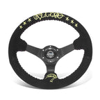 NRG 350mm 3" 3-Spoke Black Suede Steering Wheel for Universal Fit