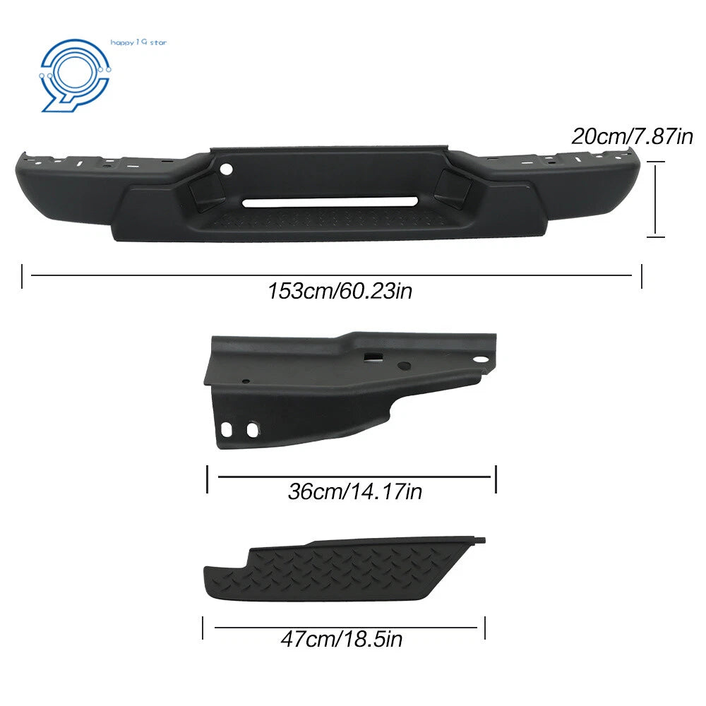 Black Steel Rear Bumper for GMC Canyon, Chevrolet Colorado (2004–2007)