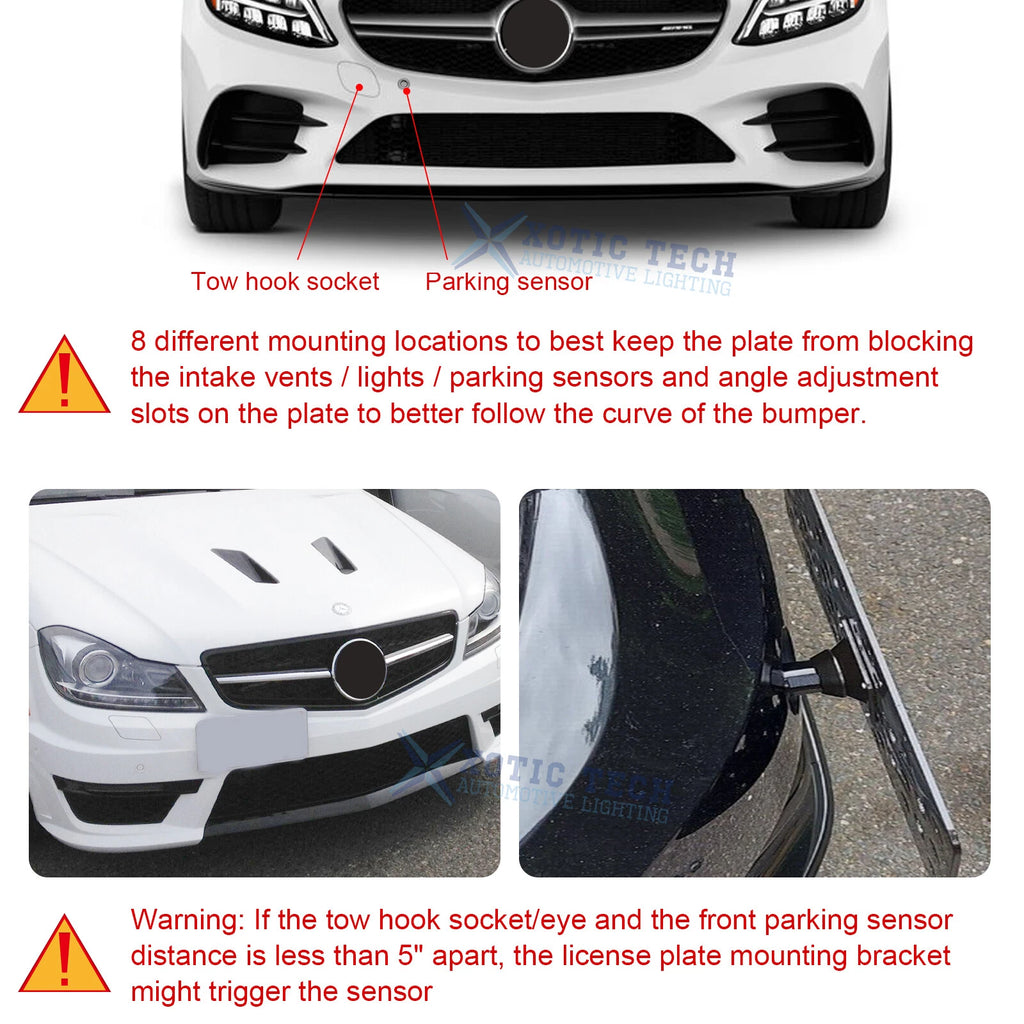 Tow Hook Front License Plate Mount Bracket for Mercedes-Benz C-Class (2015-2016)