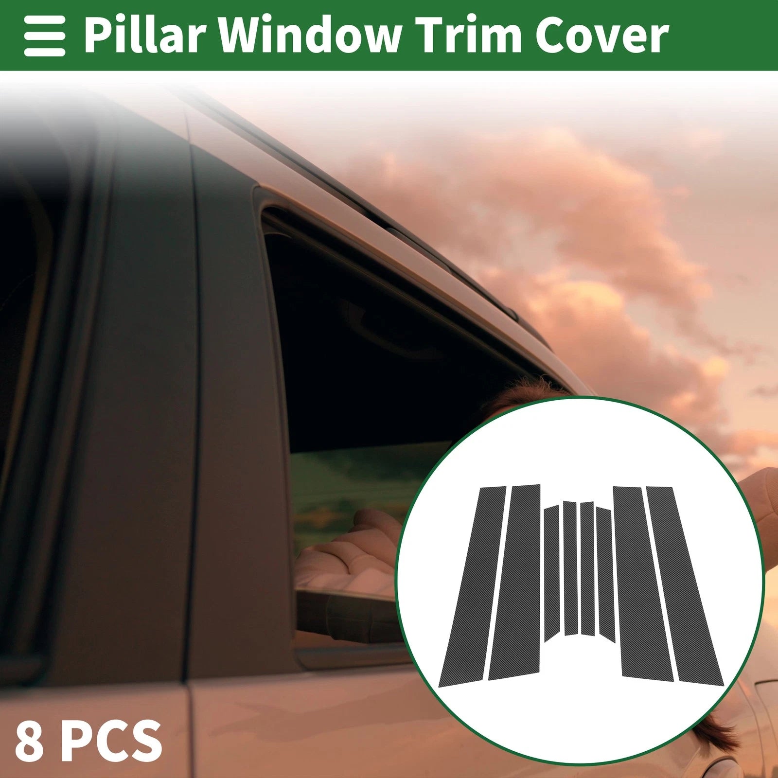 8 Pcs Door Pillar Window Trim for BMW X6 (2020–2024) Carbon Fiber Black