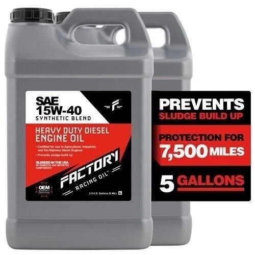 5 Gallon Factory Racing Oil SAE 15W-40 Synthetic Blend Diesel API CK-4