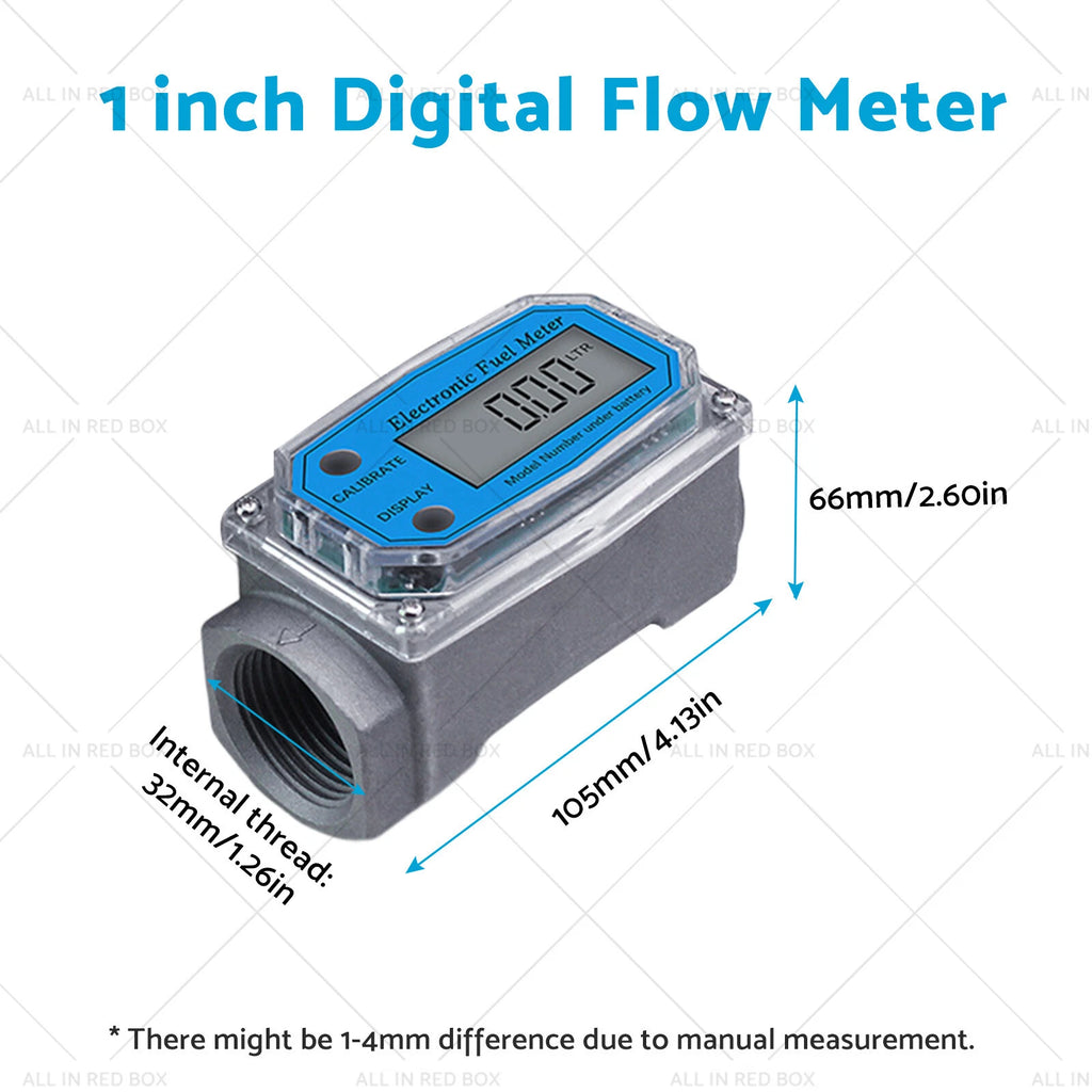 1 Inch Turbine Digital Flow Meter for Diesel Water Fuel (10-100 LPM)