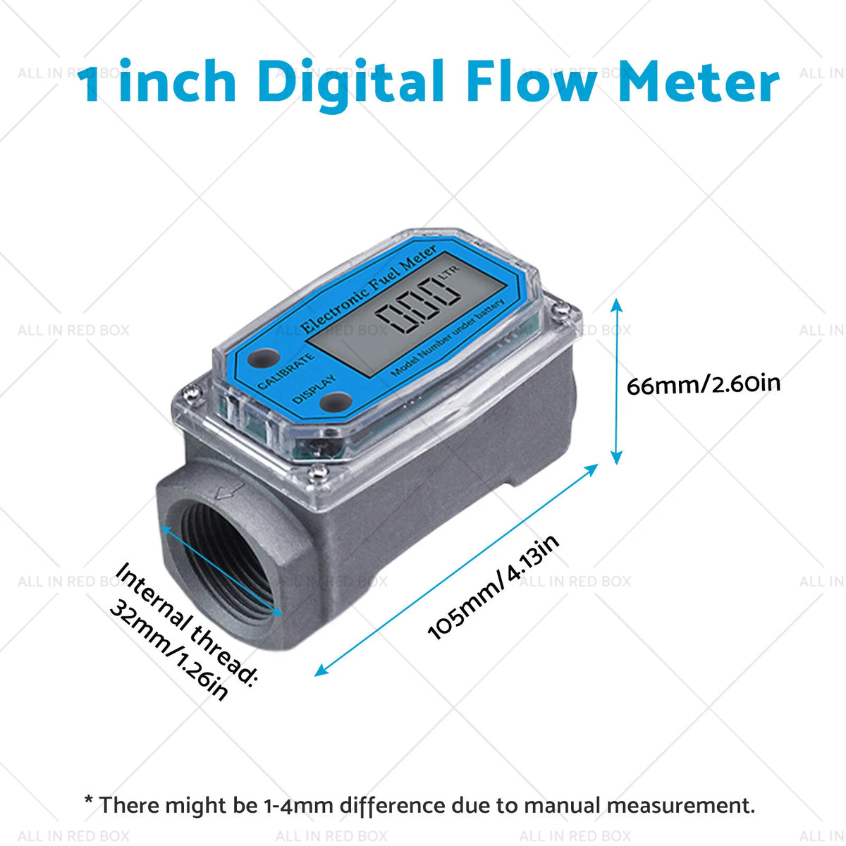 1 Inch Turbine Digital Flow Meter for Diesel Water Fuel (10-100 LPM)