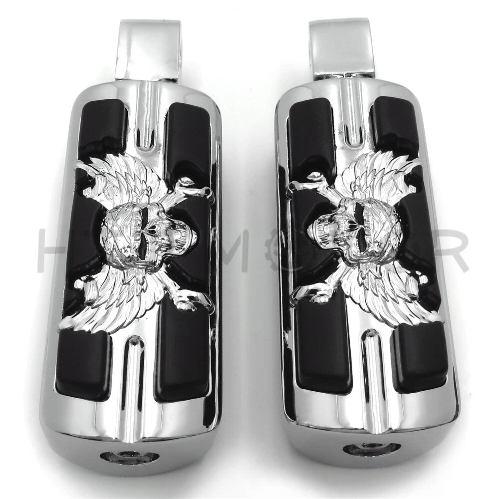 Chrome Pirate Skull Footpegs for Yamaha FZ6R (2009–2016), FZ-1 (2001–2016)
