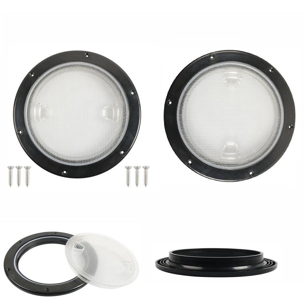 8 Inch Round Marine Deck Hatch Cover for Standard Openings (Black ABS)