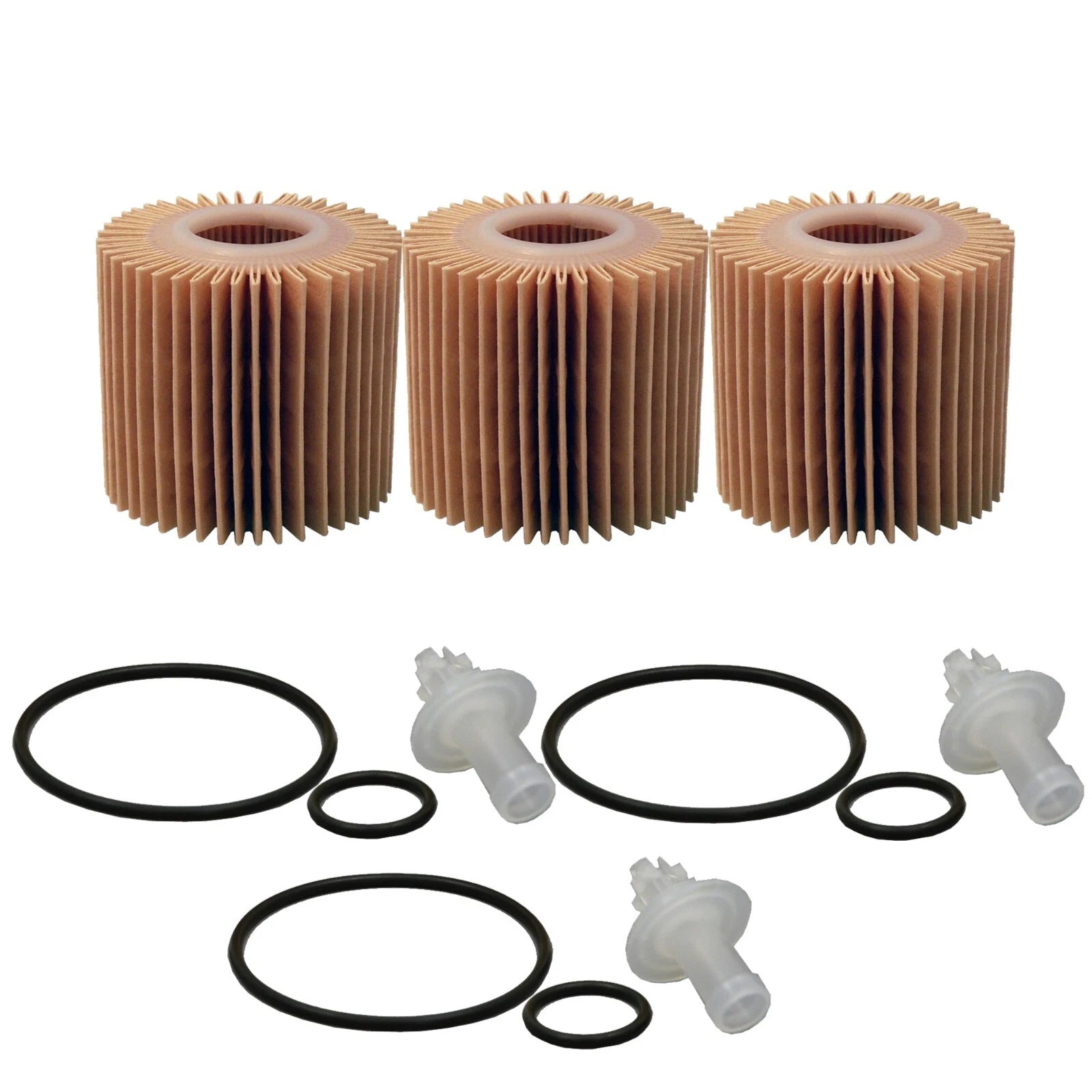 Set of 3 Engine Oil Filters for Lexus Scion Toyota (Metal Free)