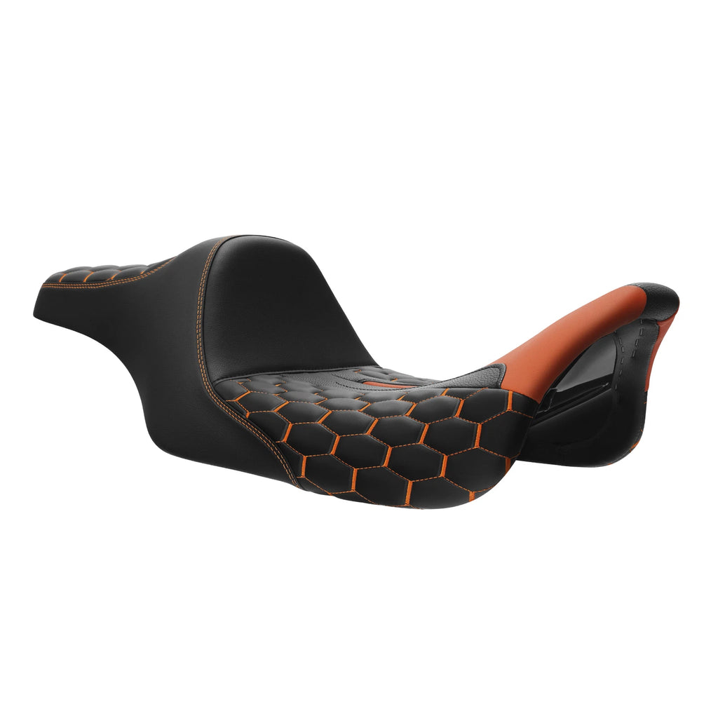 2X Two-Up Seat for Harley Road Glide (2009–2023) Black Orange