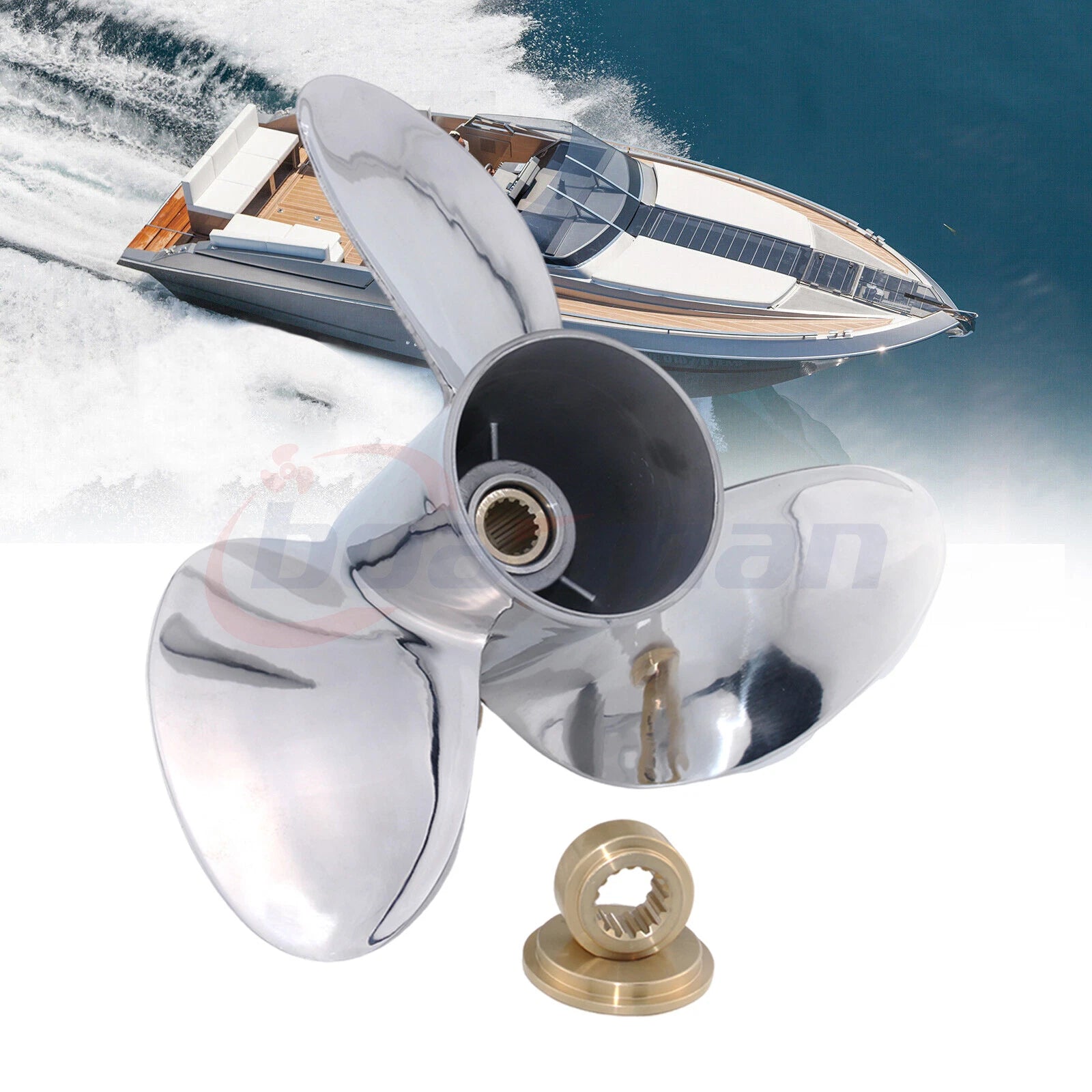 16x19-RH Outboard Propeller for Suzuki DF 150-300hp (15 Tooth, Stainless Steel)