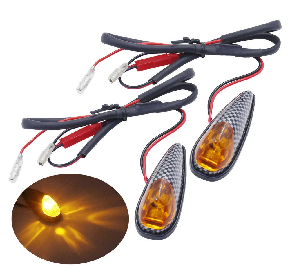 4X LED Turn Signal Light for Motorcycle (Flush Mount, Carbon Fiber)
