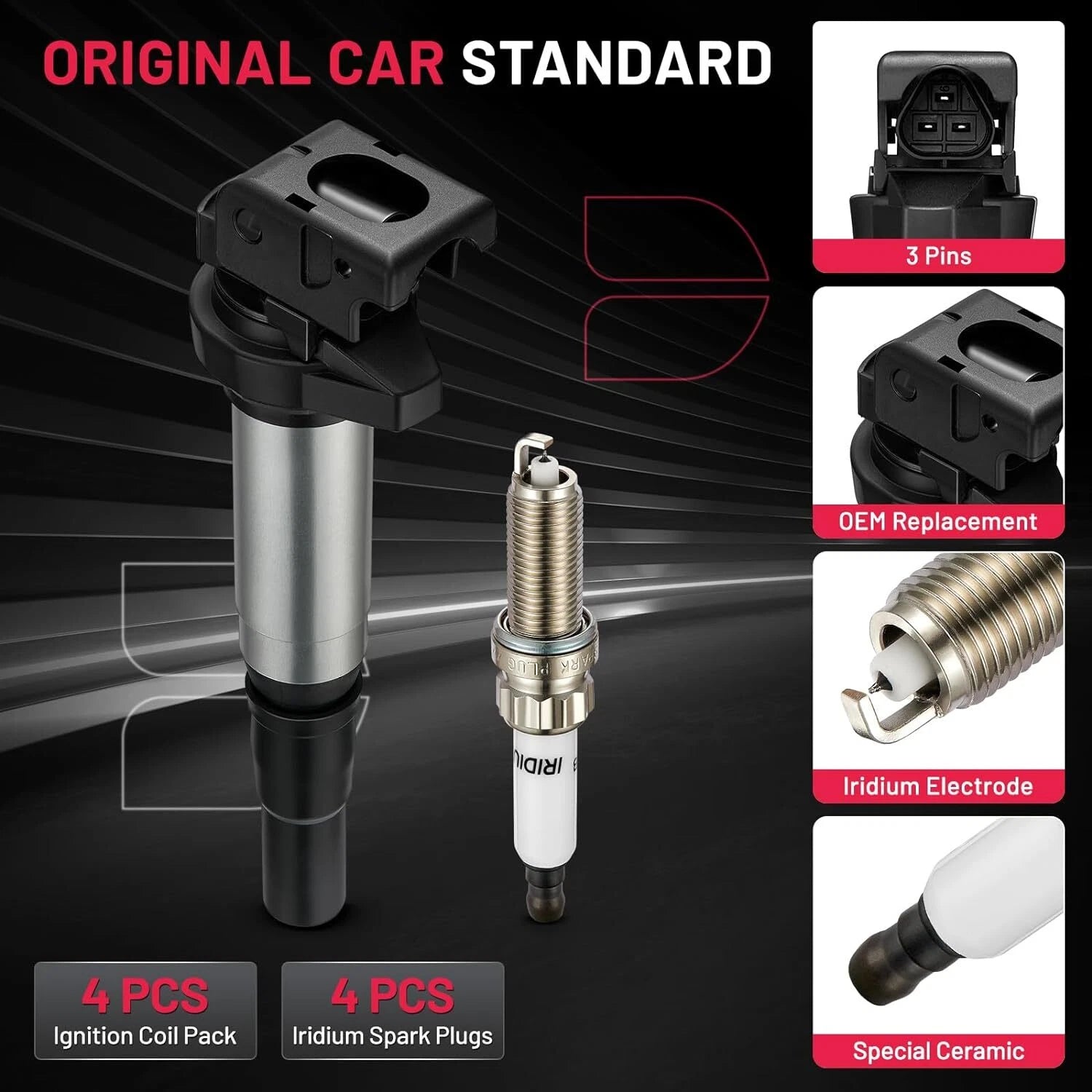Ignition Coil and Spark Plug Set for MINI Cooper (2007-2015)
