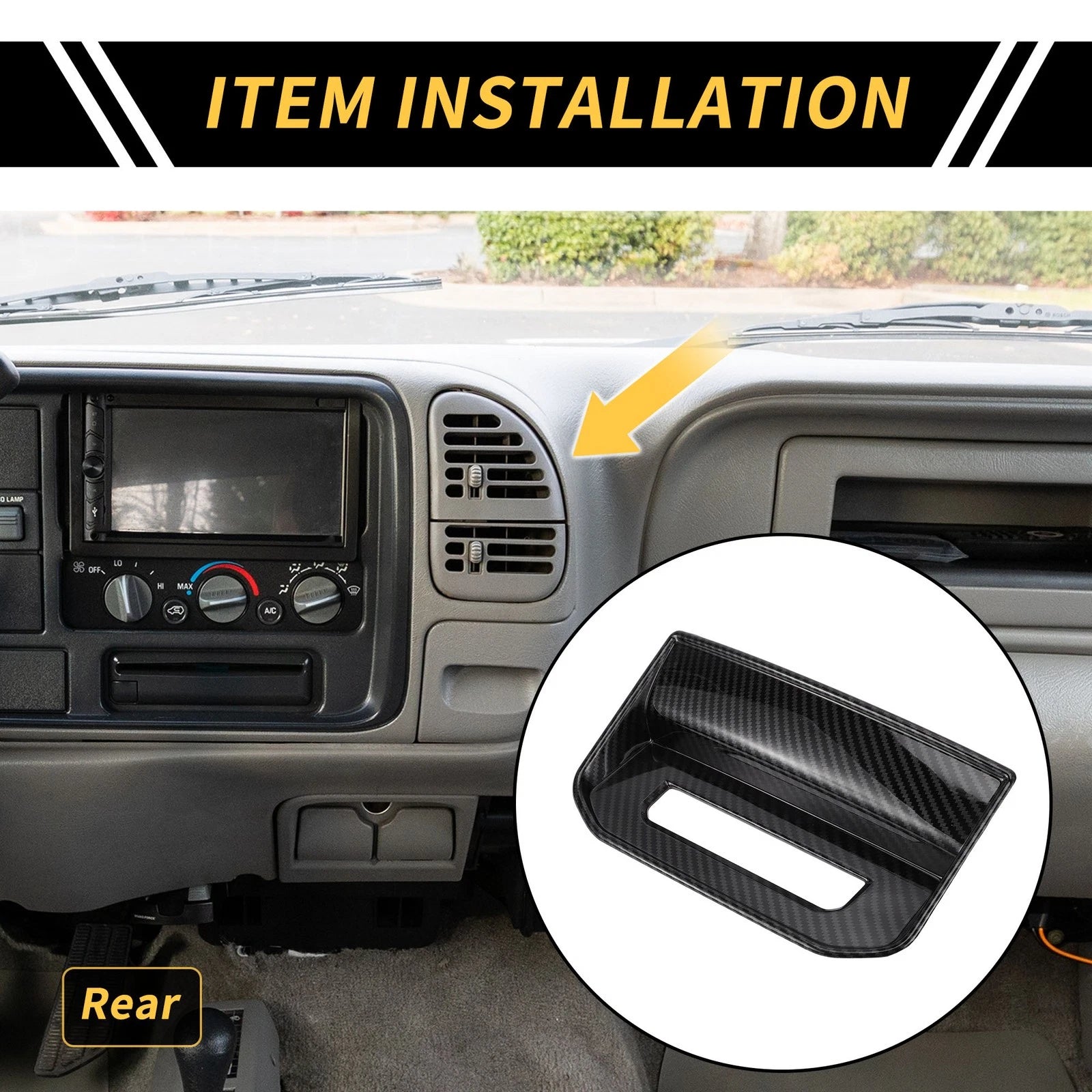 Carbon Fiber Pattern Air Vent Armrest AC Outlet Cover for Toyota Tundra (2022–2024)