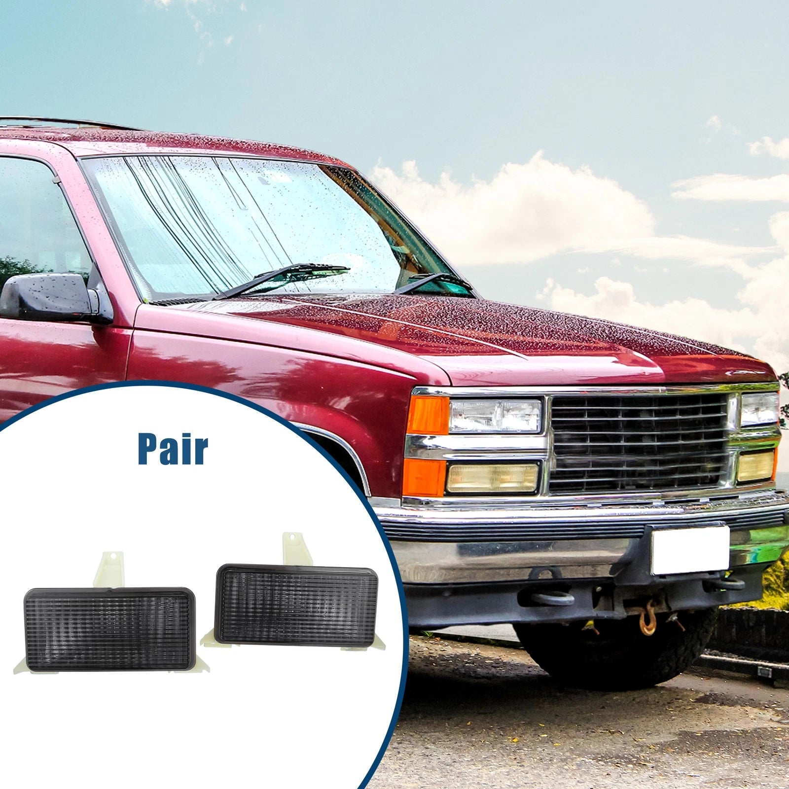 Pair of Park Signal Lens Covers for Chevrolet Pickup (1983–1985) Black