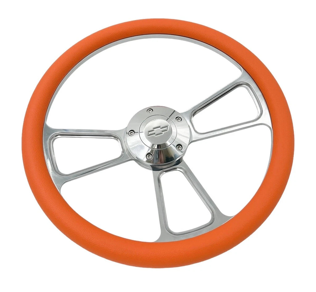 Billet Steering Wheel with Orange Wrap and Chevy Bowtie for Camaro (2010–2015)