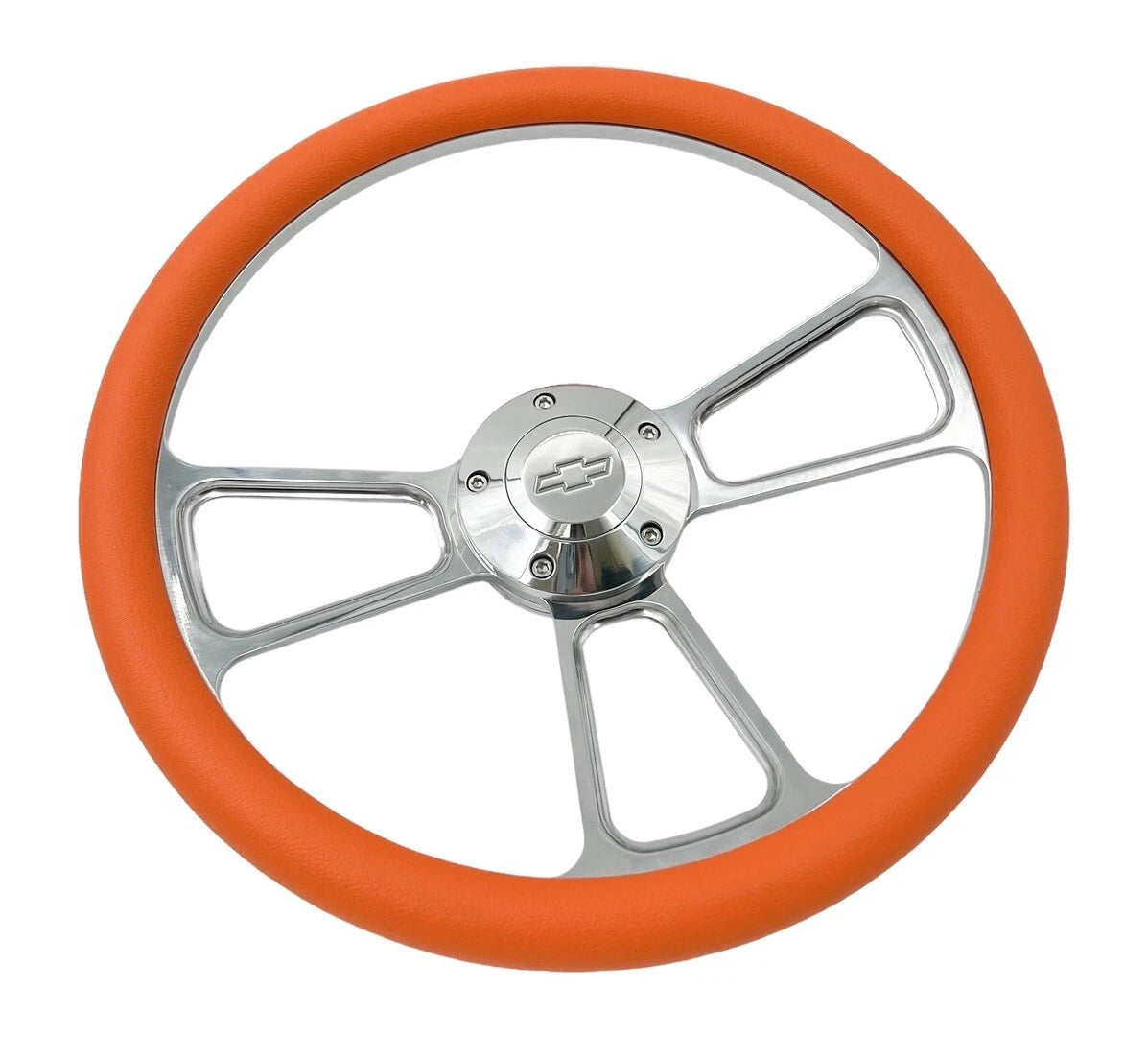 Billet Steering Wheel with Orange Wrap and Chevy Bowtie for Camaro (2010–2015)