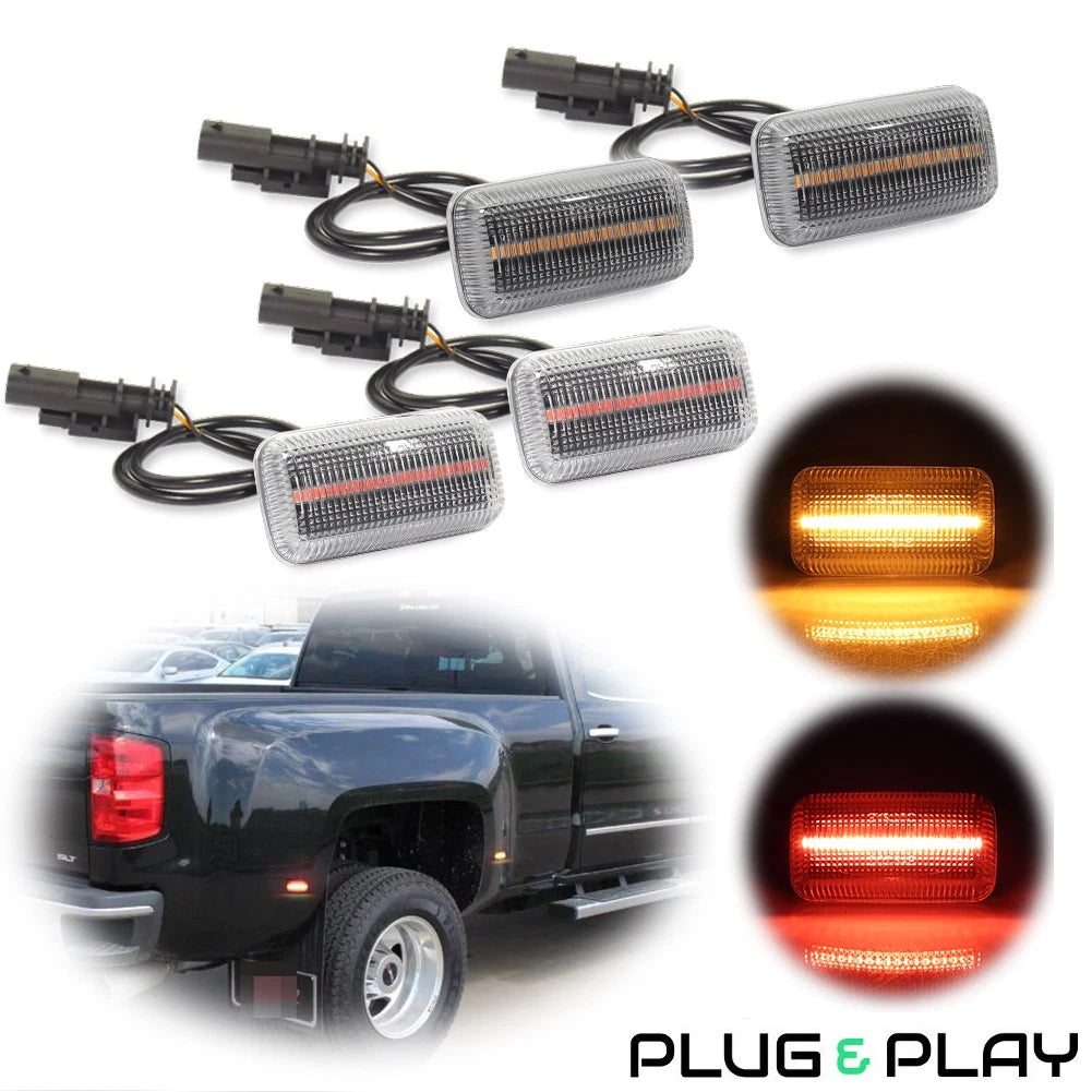 Clear LED Side Fender Marker Lights for Chevy Silverado GMC Sierra (2015–2023)