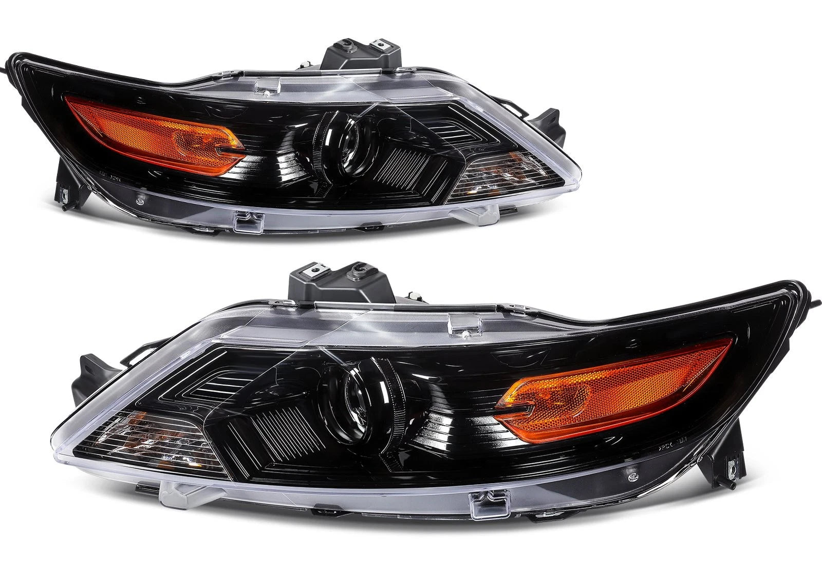 Pair Headlight Assembly for Ford Taurus (2010–2012) Black Amber Projector