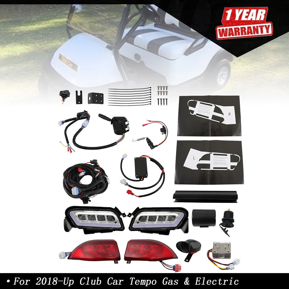 Deluxe Plus LED Light Kit & Tail Light Kit for Club Car Tempo