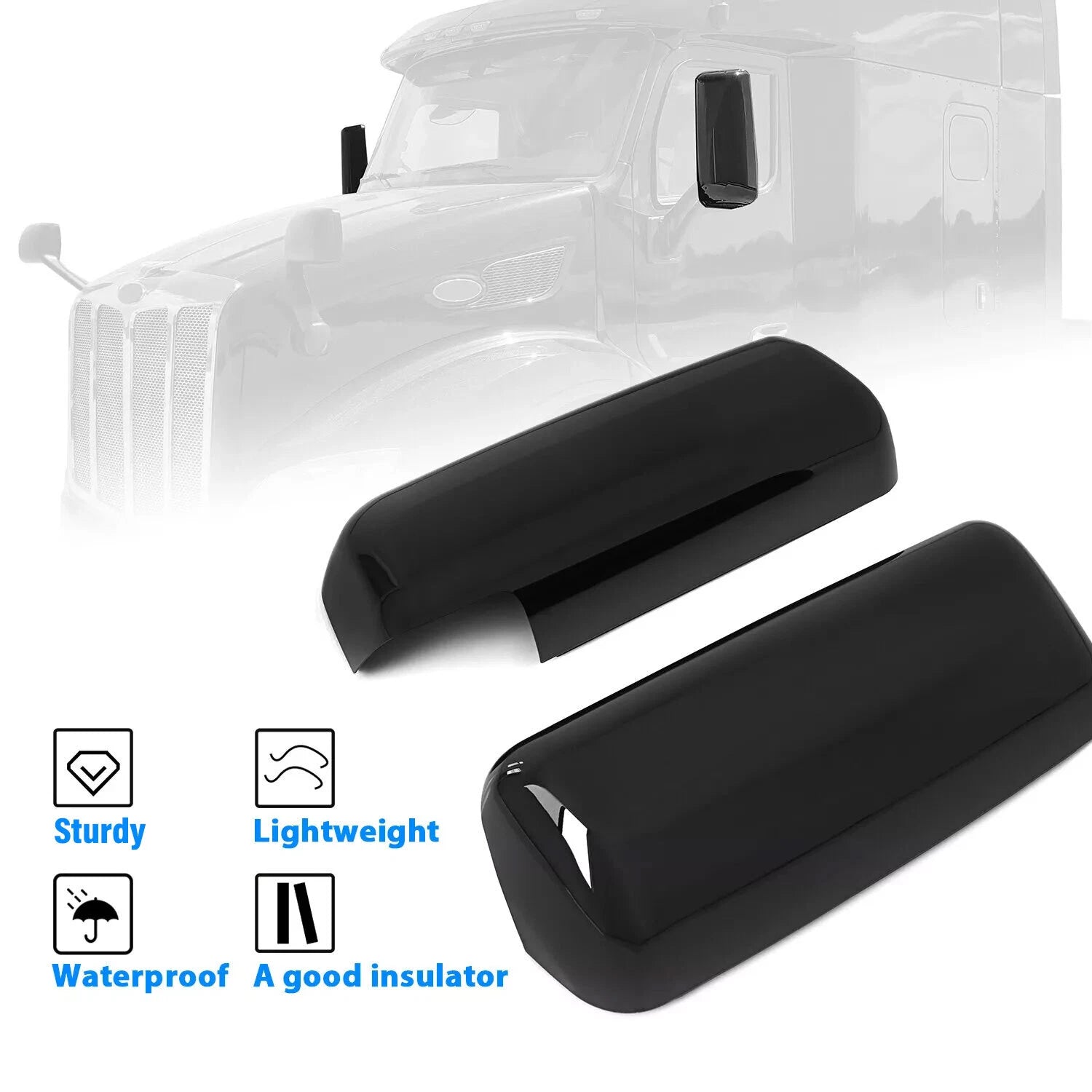 Replacement Door Mirror Covers for Peterbilt 579 (2015–2023) - Black