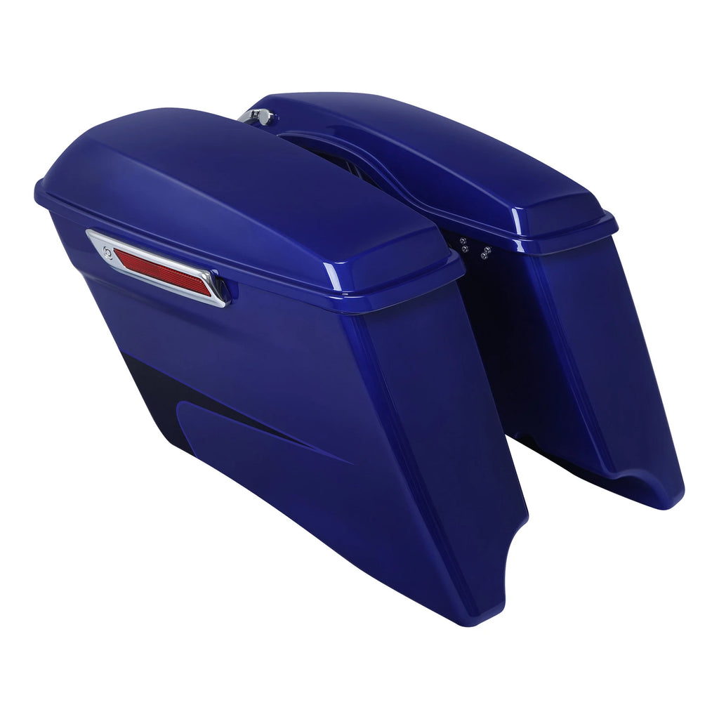 4" Stretched Saddlebags for Harley Street Road Glide (2014–2023) Zephyr Blue/Black Sunglo