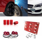 Tow Hook License Plate + Air Valve Cap + Release Fastener Lid for Mercedes (-)
