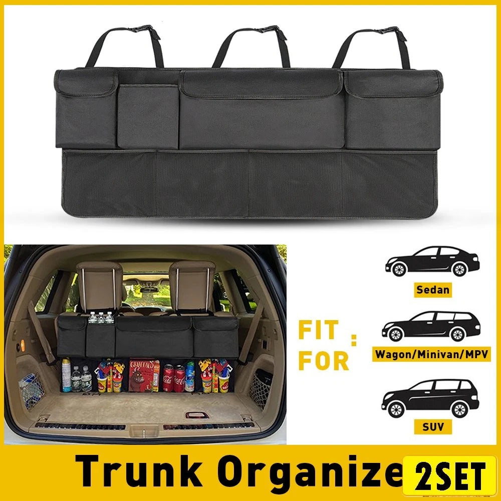 Set of 2 Trunk Net Cargo Organizers for Car SUV (Universal Fit)