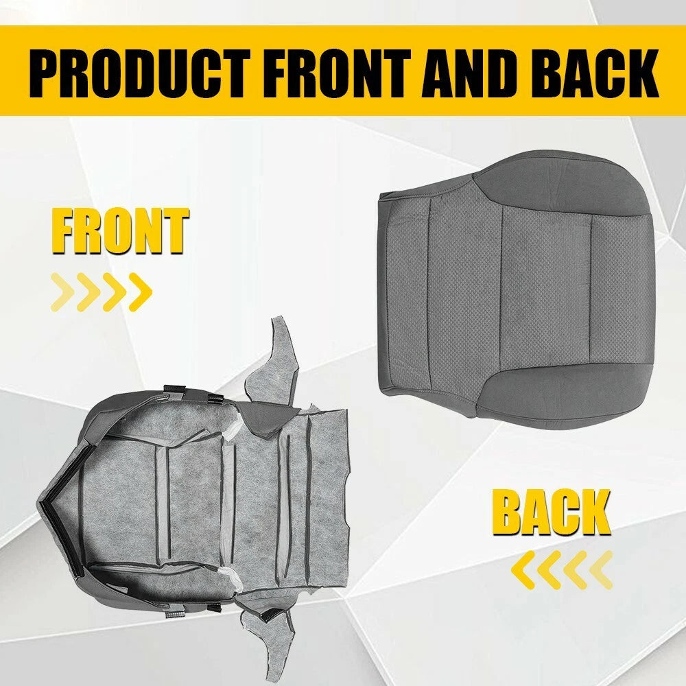 2X Driver Bottom Seat Cover for Chevy Tahoe Silverado (2015–2019) Light Gray Cloth