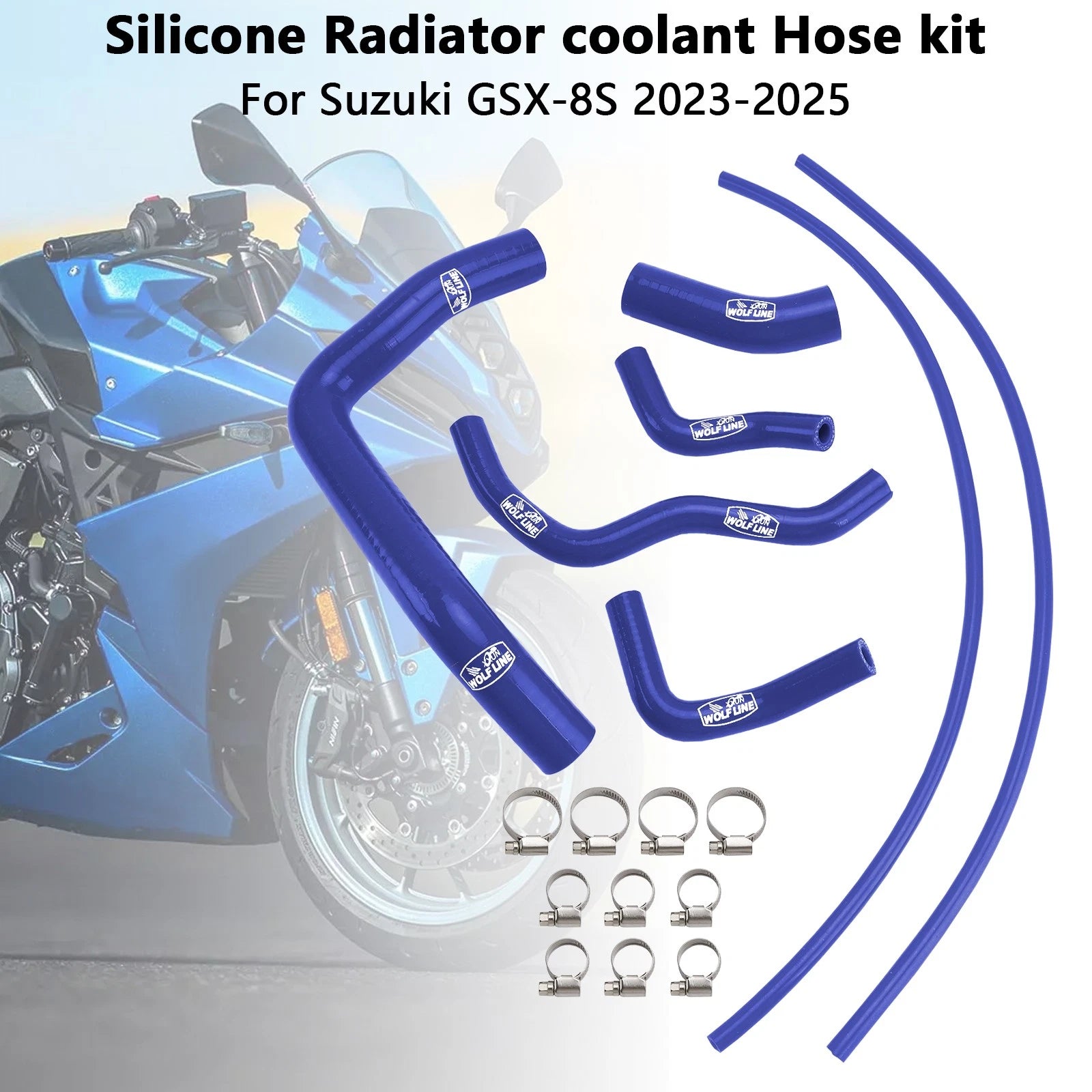 Silicone Radiator Coolant Hose for Suzuki GSX-8S (2023–2025) Blue