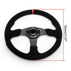 14 Inch Racing Steering Wheel for Universal Vehicles (350mm, Suede Leather)