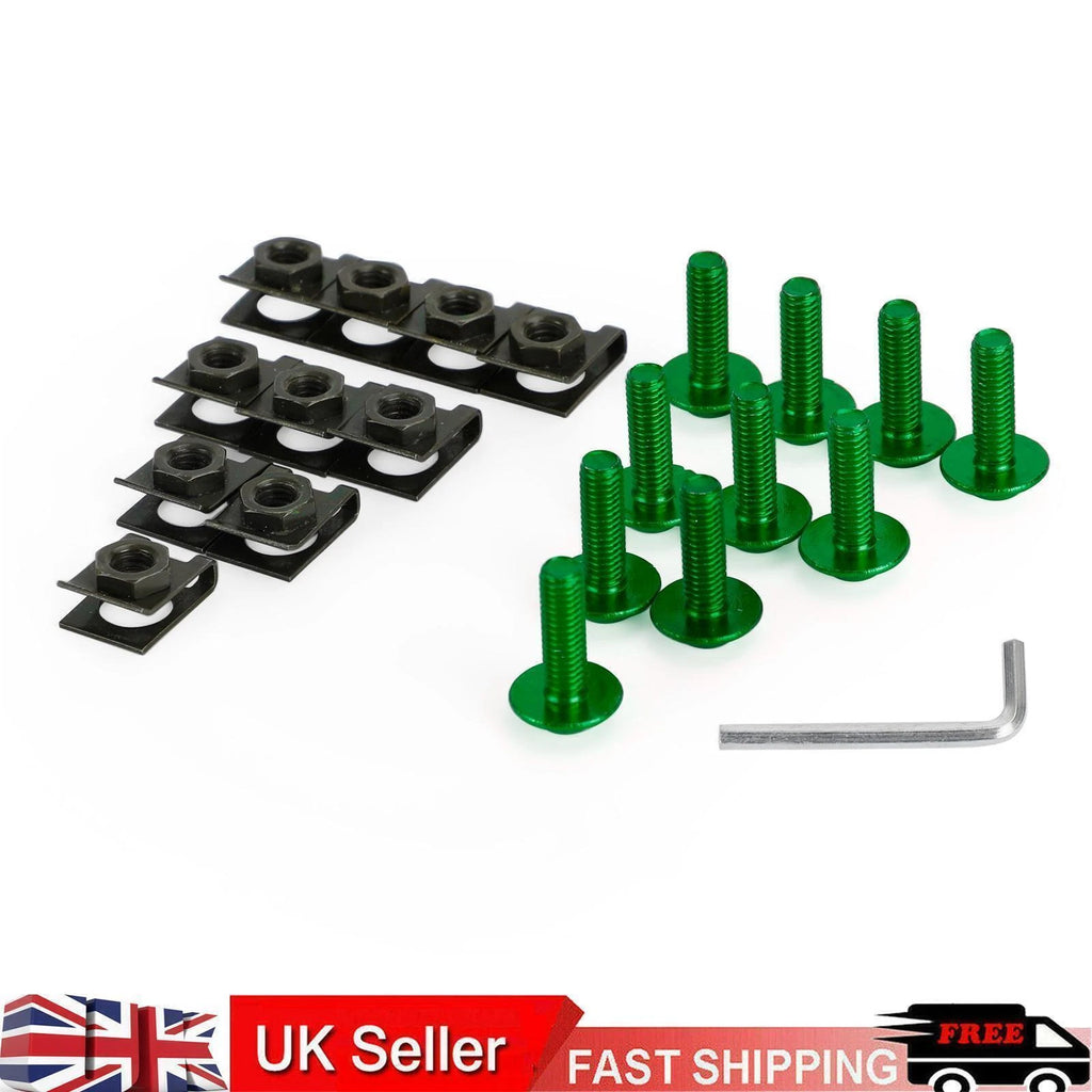 10x Aluminum M6x20mm Screen Bolts & Spring C Clips for Kawasaki