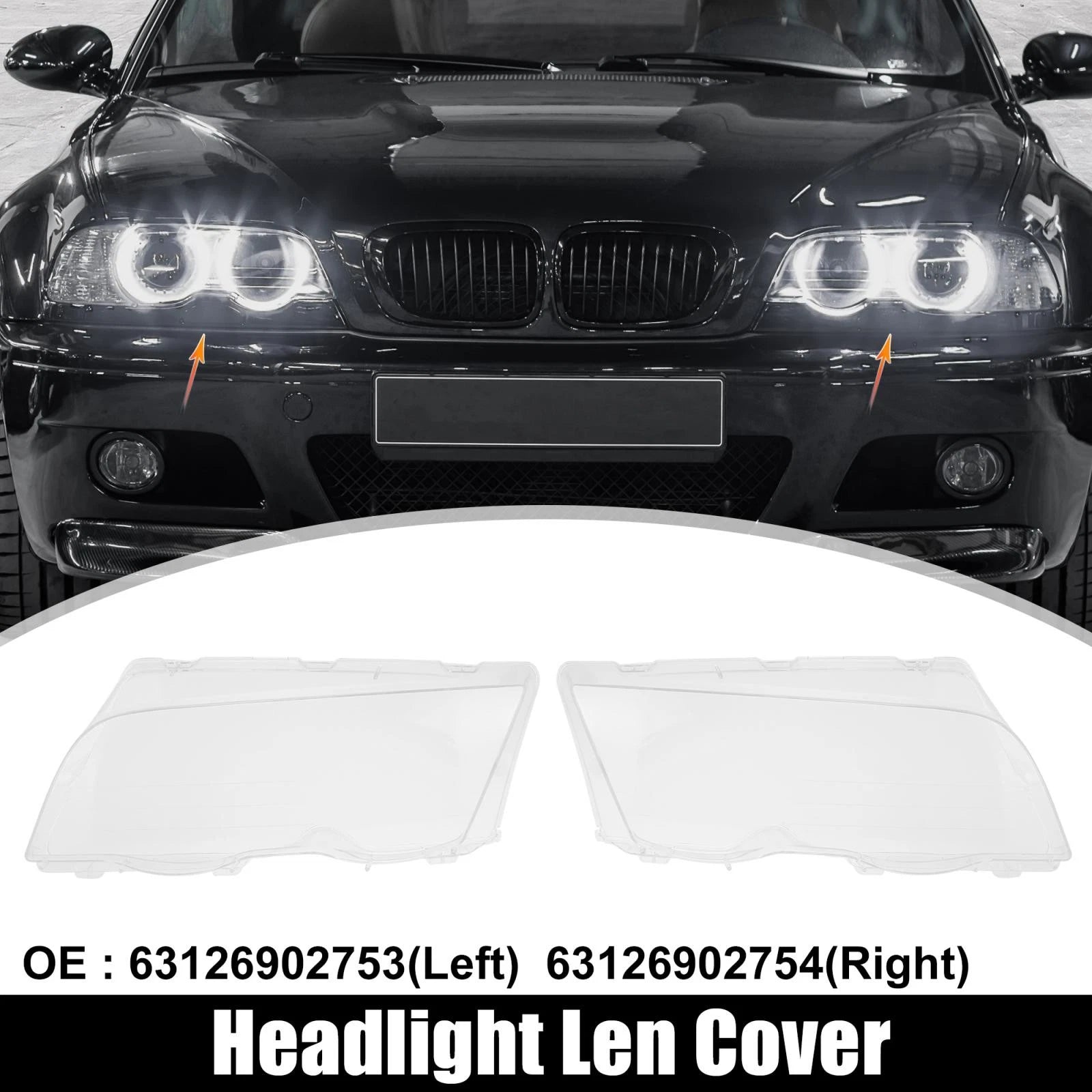 1 Pair Headlight Lens Cover for BMW E46 (1998–2001) 3126902753