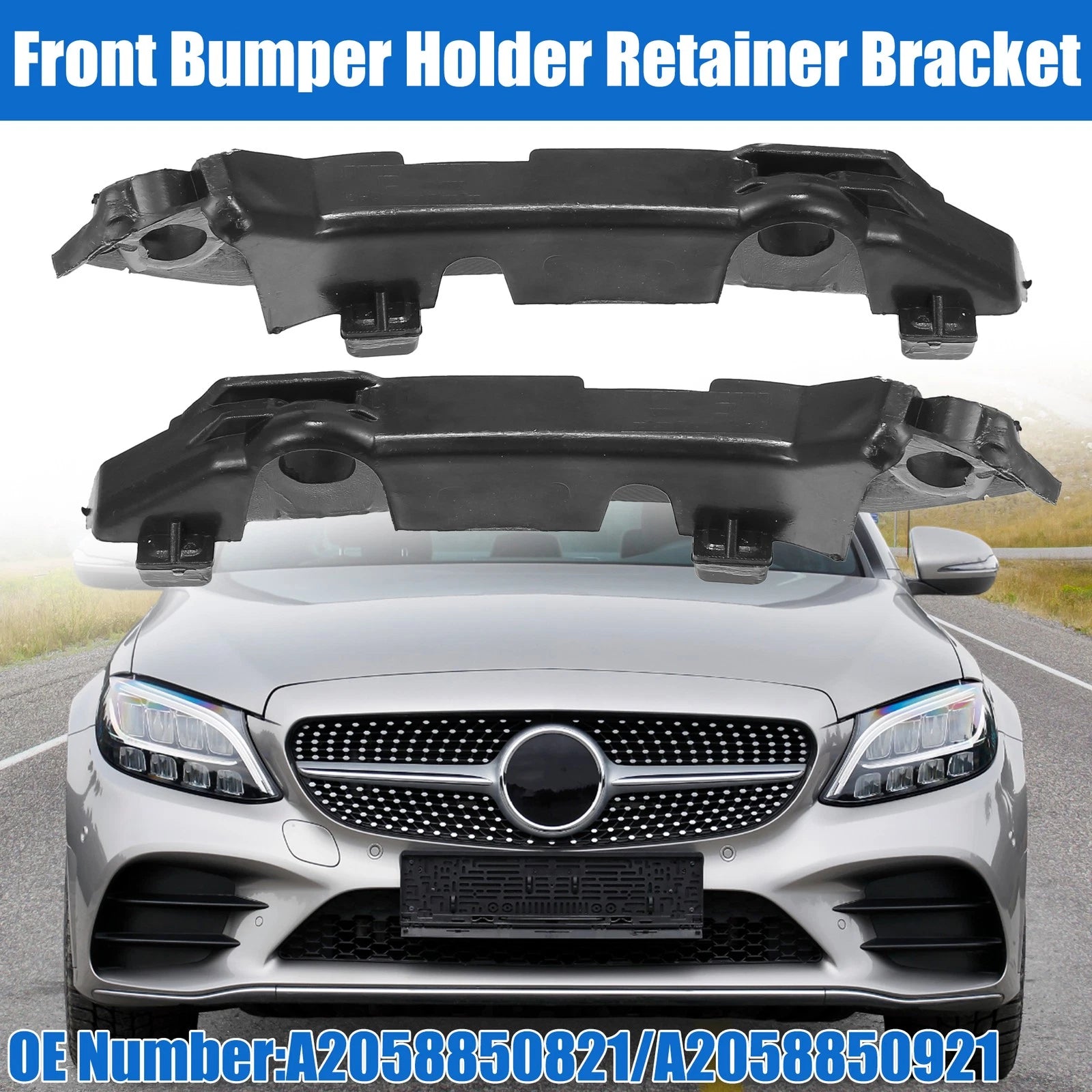 Set of 2 Upper Bumper Cover Support Brackets for Mercedes-Benz C43 (2017–2020)