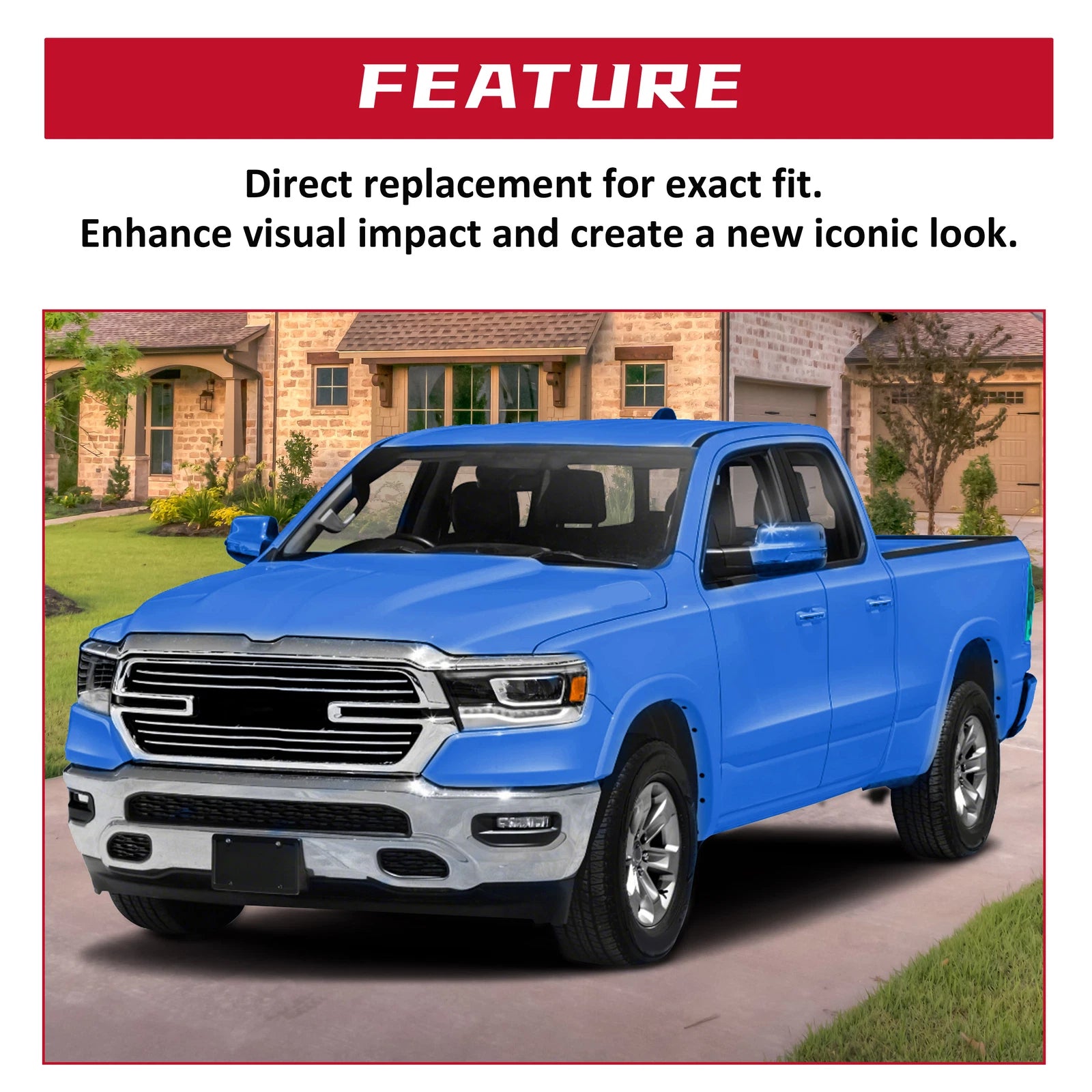 Chrome Grille Cover Insert for Dodge Ram 1500 (2019-2023)