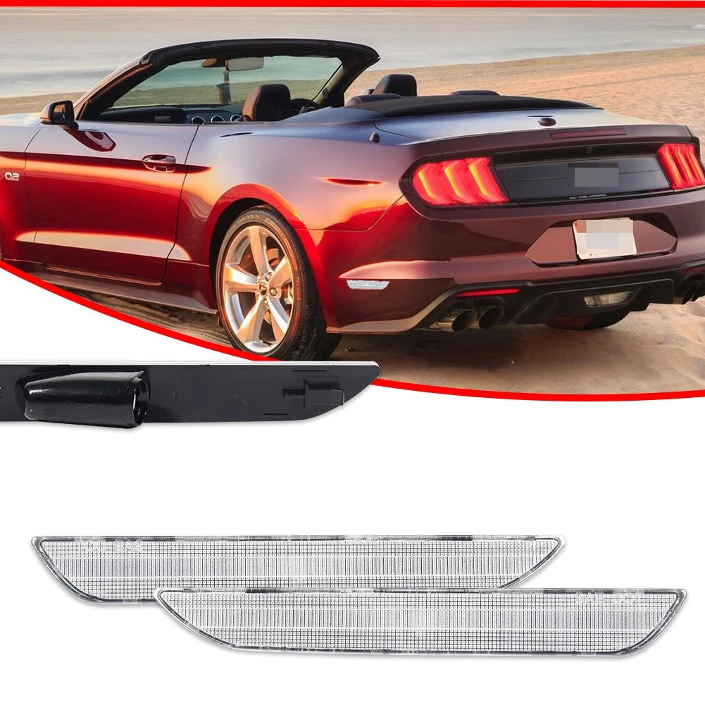 Clear Lens Rear Bumper Side Marker Lights for Ford Mustang (2015–2023)